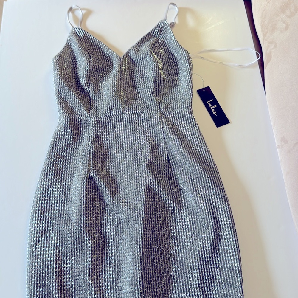 LULUS. Silver Sparkling Mini Dress. Size Extra Small. - Picture 3 of 8